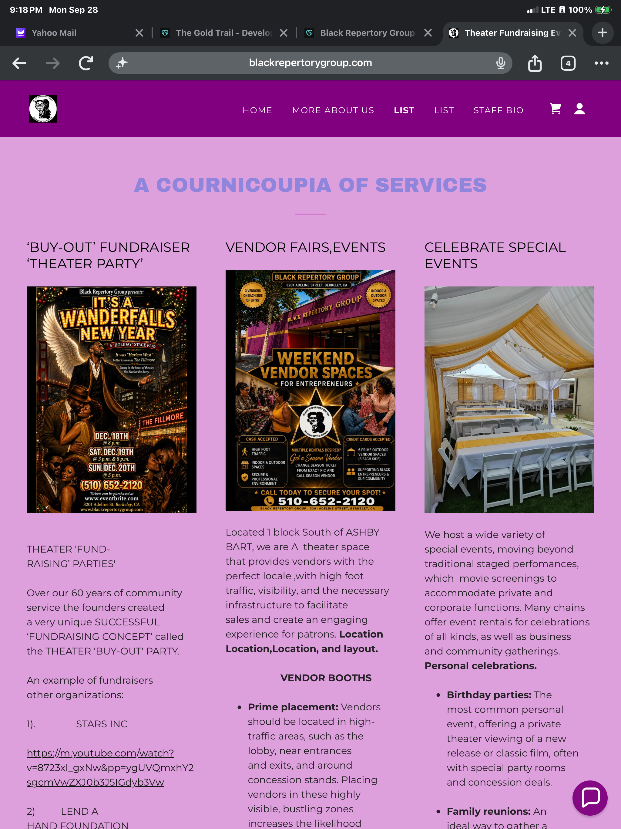 Black Repertory Group — theater buy-out fundraiser services